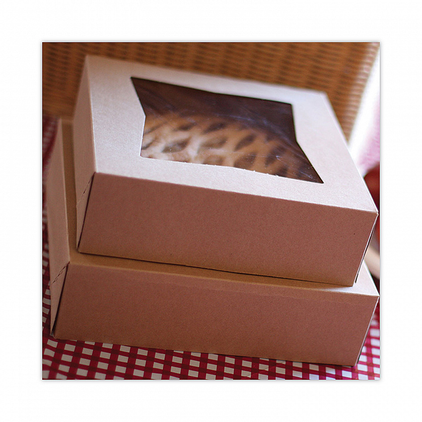 Kraft Window Bakery Boxes, 8 x 8 x 4, Brown, Paper, 150/Carton (24053K)