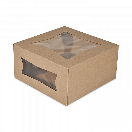Kraft Window Bakery Boxes, 8 x 8 x 4, Brown, Paper, 150/Carton (24053K)