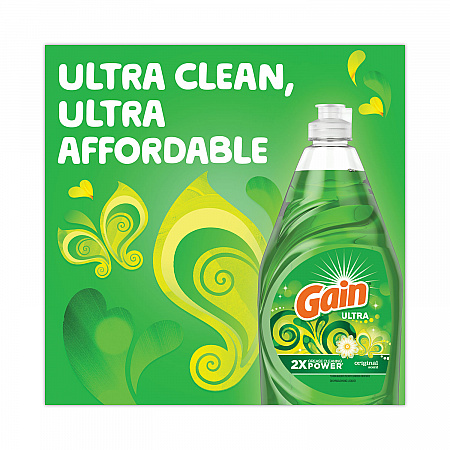 Dishwashing Liquid, Gain Original Scent, 38 oz Bottle, 8/Carton (74346)