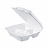 Insulated Foam Hinged Lid Containers, 3 Compartments, 9 x 9.4 x 3, White, 100/Sleeve, 2 Sleeves/Carton (90HT3)