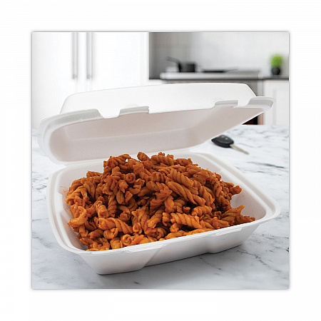 Insulated Foam Hinged Lid Containers, 9.01 x 9.4 x 3, White, 100/Pack, 2 Packs/Carton (90HT1)