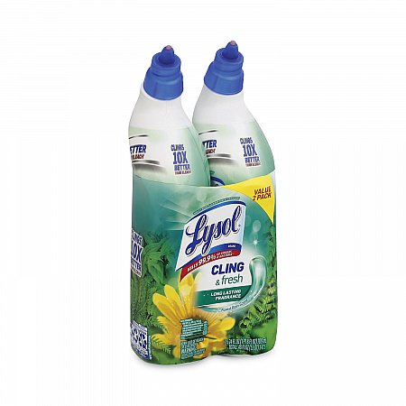 Cling and Fresh Toilet Bowl Cleaner, Forest Rain Scent, 24 oz Angle-Neck Bottle, 2/Pack (98015PK)
