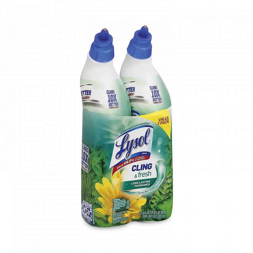 Cling and Fresh Toilet Bowl Cleaner, Forest Rain Scent, 24 oz Angle-Neck Bottle, 2/Pack (98015PK)