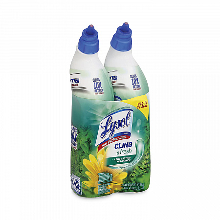 Cling and Fresh Toilet Bowl Cleaner, Forest Rain Scent, 24 oz Angle-Neck Bottle, 2/Pack, 4 Packs/Carton (98015)