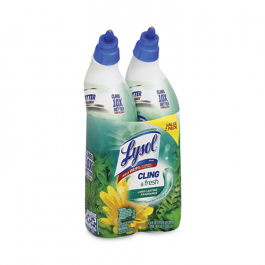 Cling and Fresh Toilet Bowl Cleaner, Forest Rain Scent, 24 oz Angle-Neck Bottle, 2/Pack, 4 Packs/Carton (98015)