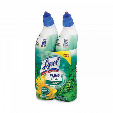 Cling and Fresh Toilet Bowl Cleaner, Forest Rain Scent, 24 oz Angle-Neck Bottle, 2/Pack, 4 Packs/Carton (98015)