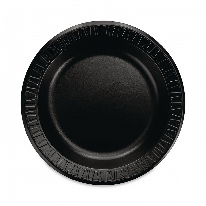 Quiet Classic Laminated Foam Dinnerware, Plate, 10.25" dia, Black, 125/Pack, 4 Packs/Carton (10PBQR)