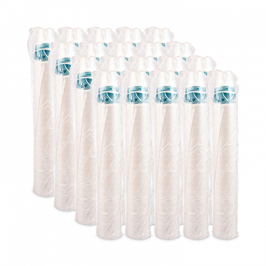 J Cup Insulated Foam Pedestal Cups, 32 oz, White/Teal, 25/Sleeve, 20 Sleeves/Carton (32AJ32H)