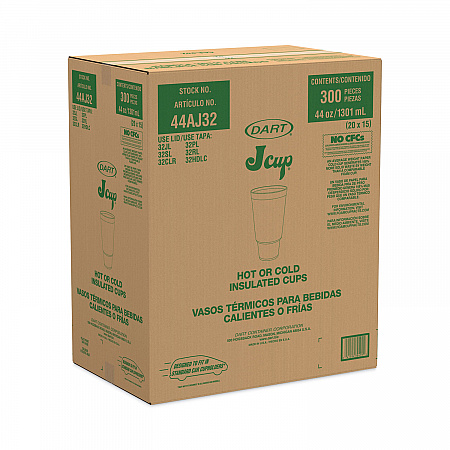 J Cup Insulated Foam Pedestal Cups, 44 oz, White, 300/Carton (44AJ32)