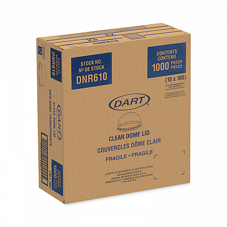 Plastic Dome Lid, Fits 9 oz to 10 oz Cold Cups, Clear, 1,000/Carton (DNR610)