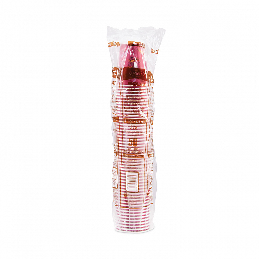 Paper Hot Drink Cups in Bistro Design, 8 oz, Maroon, 50/Bag, 20 Bags/Carton (378SI)