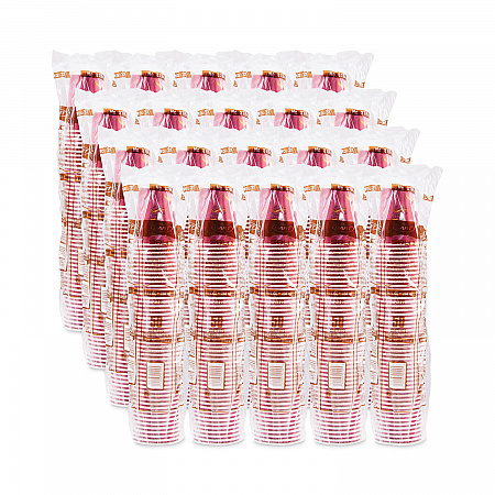 Paper Hot Drink Cups in Bistro Design, 8 oz, Maroon, 50/Bag, 20 Bags/Carton (378SI)