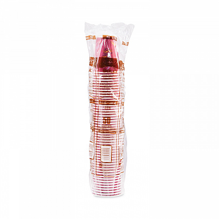 Paper Hot Drink Cups in Bistro Design, 8 oz, Maroon, 50/Pack (378SIPK)