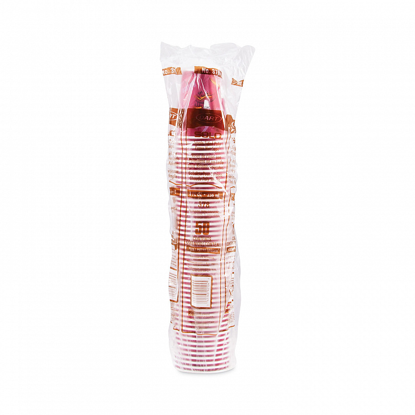 Paper Hot Drink Cups in Bistro Design, 8 oz, Maroon, 50/Pack (378SIPK)