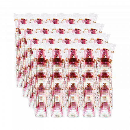 Paper Hot Drink Cups in Bistro Design, 8 oz, Maroon, 50/Pack (378SIPK)