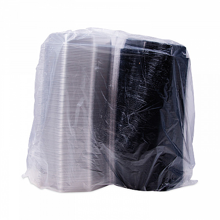 Creative Carryouts OctaView Hinged Lid Containers, 7.5 x 8 x 2.4, Black/Clear, Plastic, 100/Carton (865045AP94)