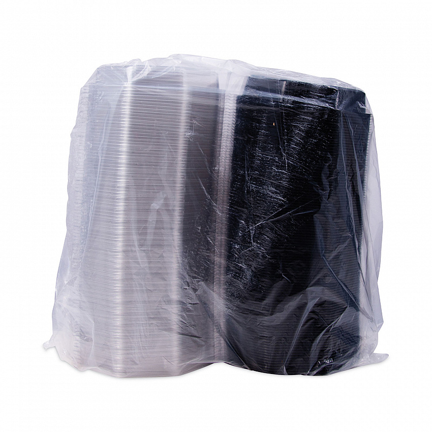 Creative Carryouts OctaView Hinged Lid Containers, 7.5 x 8 x 2.4, Black/Clear, Plastic, 100/Carton (865045AP94)