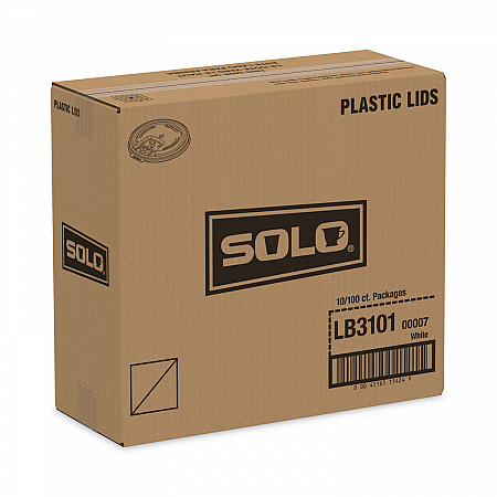 Lift Back and Lock Tab Lids for Paper Cups, Fits 10 oz Hot Cups, Plastic, White, 100/Sleeve, 10 Sleeves/Carton (LB3101)