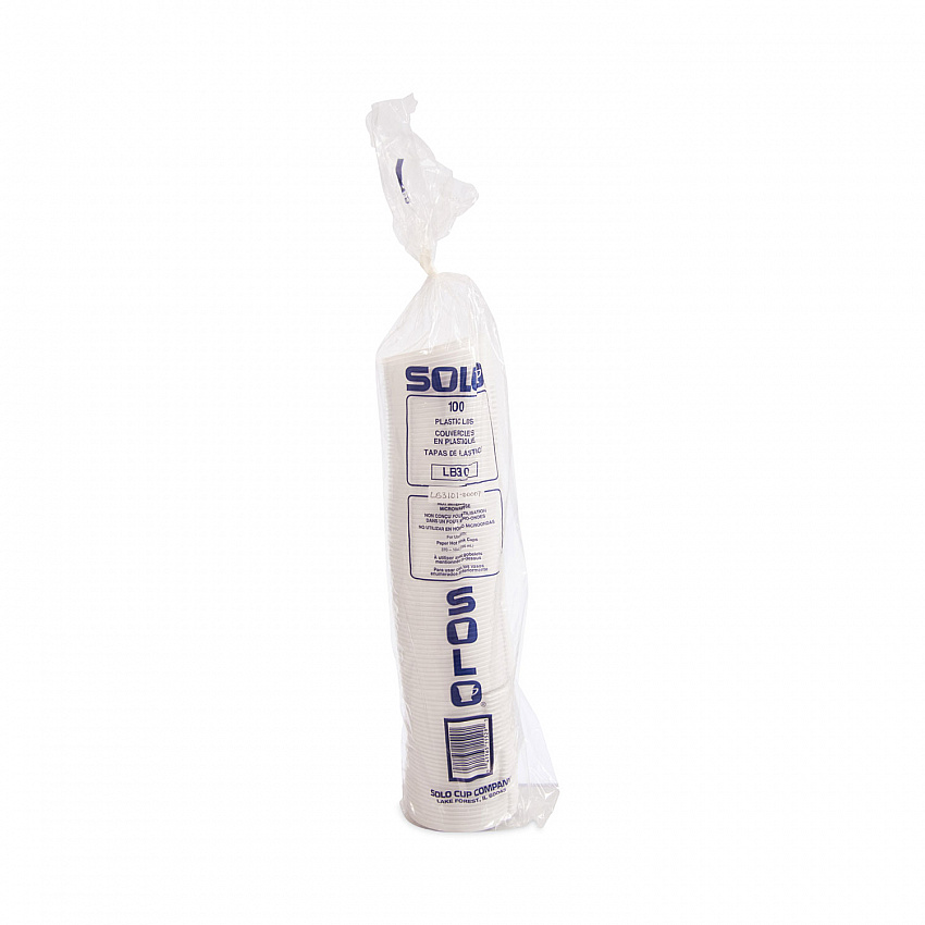 Lift Back and Lock Tab Lids for Paper Cups, Fits 10 oz Hot Cups, Plastic, White, 100/Sleeve, 10 Sleeves/Carton (LB3101)