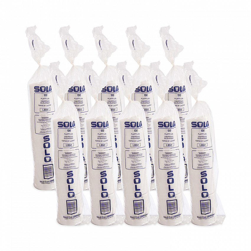 Lift Back and Lock Tab Lids for Paper Cups, Fits 10 oz Hot Cups, Plastic, White, 100/Sleeve, 10 Sleeves/Carton (LB3101)