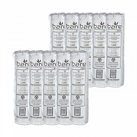 Bare Eco-Forward RPET Deli Container Lids, Recessed Lid, Fits 8 oz Containers, Clear, Plastic, 50/Pack, 10 Packs/Carton (LG8R)