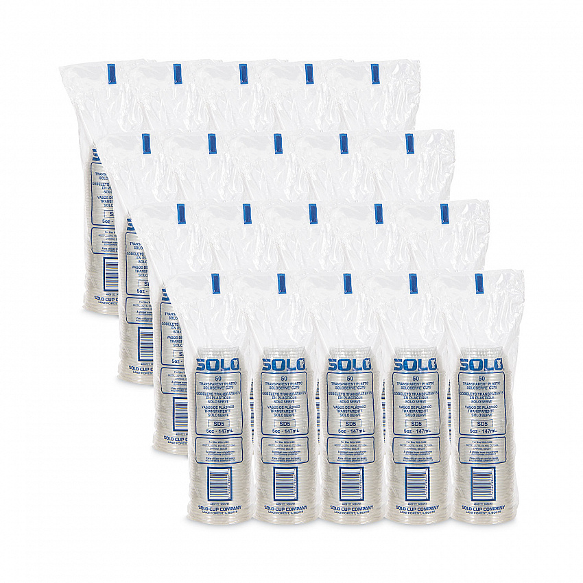 SoloServe Dome Cup Lids, Fits 5 oz to 8 oz Containers, Plastic, Clear, 50/Pack, 20 Packs/Carton (SDL58)