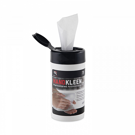 HandKleen Premoistened Antibacterial Wipes, Cloth, 5.5 x 6.5, Unscented, White, 70/Tub (RR1460)