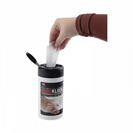 HandKleen Premoistened Antibacterial Wipes, Cloth, 5.5 x 6.5, Unscented, White, 70/Tub (RR1460)