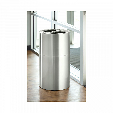 Dual Recycling Receptacle, 30 gal, Steel, Stainless Steel (9931SS)