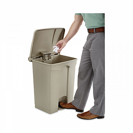 Large Capacity Plastic Step-On Receptacle, 17 gal, Plastic, Tan (9922TN)