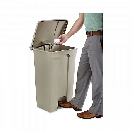 Large Capacity Plastic Step-On Receptacle, 23 gal, Plastic, Tan (9923TN)