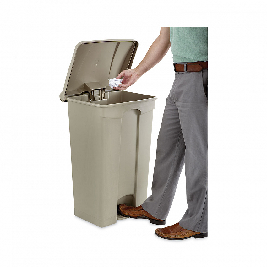 Large Capacity Plastic Step-On Receptacle, 23 gal, Plastic, Tan (9923TN)