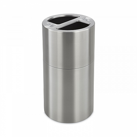 Dual Recycling Receptacle, 30 gal, Steel, Stainless Steel (9931SS)