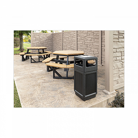 Canmeleon Recessed Panel Receptacles, 15 gal, Polyethylene, Black (9474BL)