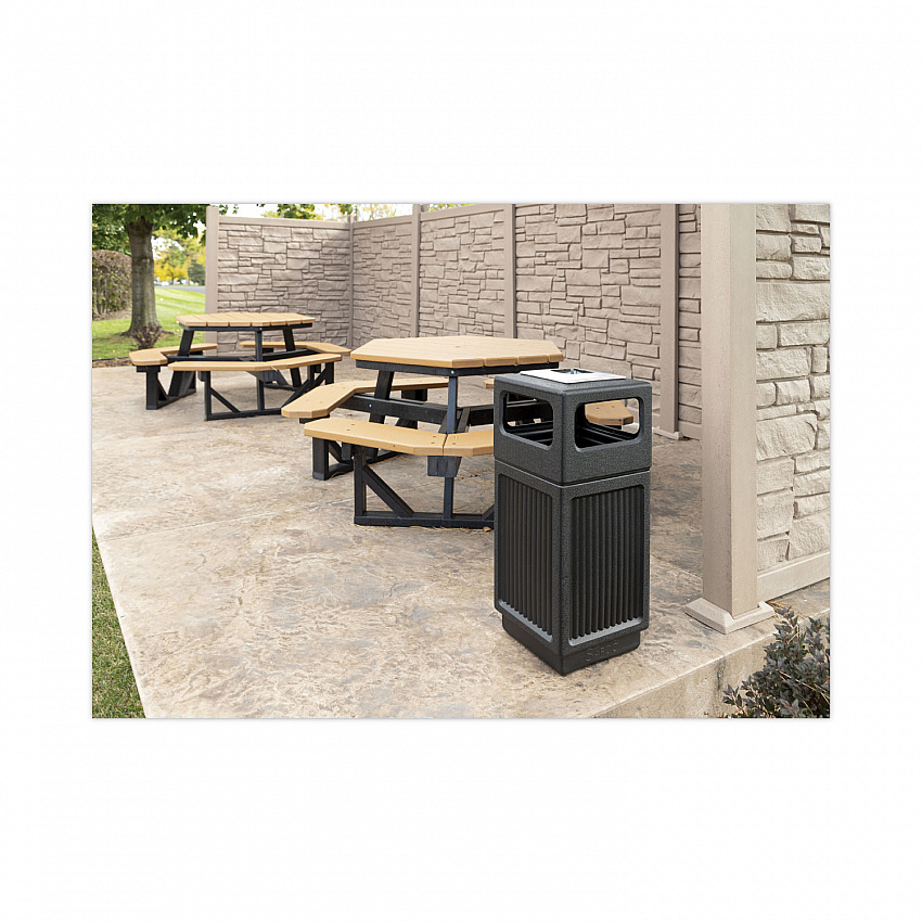 Canmeleon Recessed Panel Receptacles, 15 gal, Polyethylene, Black (9474BL)
