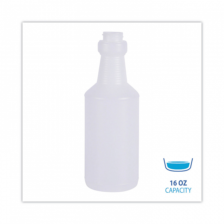 Easy-Grip Plastic Spray Bottle, 16 oz, Clear, 24/Carton (00016)
