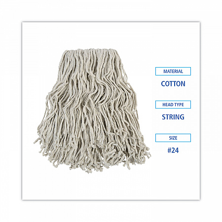 Banded Cotton Mop Head, #24, White, 12/Carton (CM02024S)