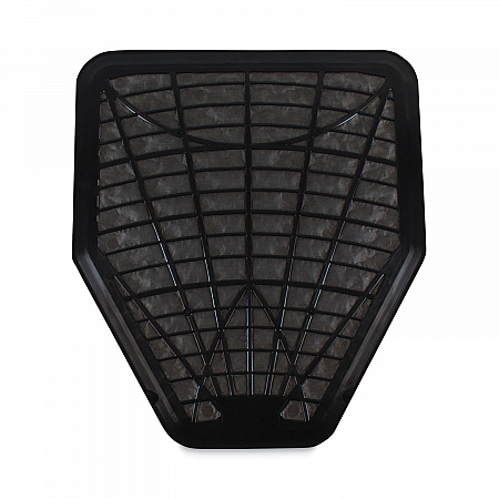 Urinal Mat, Shield-Shaped, Black Non-Slip Perforated Surface, 20.75