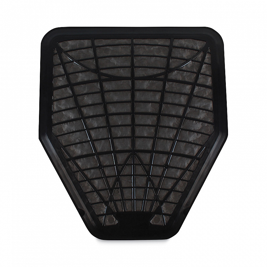 Urinal Mat, Shield-Shaped, Black Non-Slip Perforated Surface, 20.75" x 18.5", 6/Carton (220206)