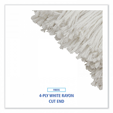 Cut-End Lie-Flat Wet Mop Head, Rayon, 24 oz, White (724REA)