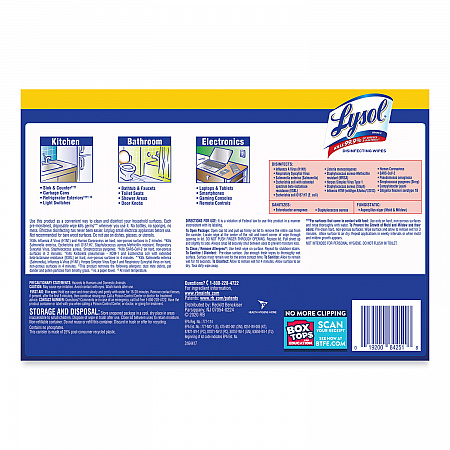 Disinfecting Wipes, 1-Ply, 7 x 7.25, Lemon and Lime Blossom, White, 80 Wipes/Canister, 3 Canisters/Pack, 2 Packs/Carton (84251CT)