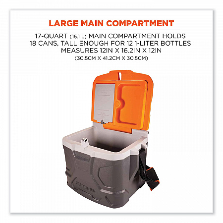 Chill-Its 5170 17-Quart Industrial Hard Sided Cooler, Orange/Gray (13170)