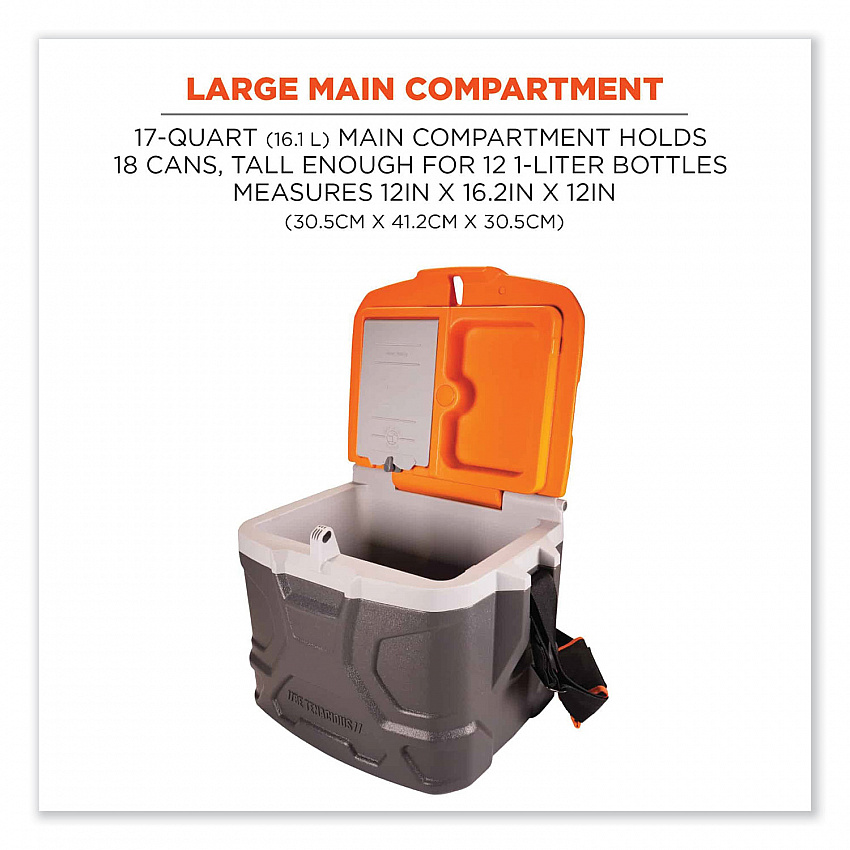 Chill-Its 5170 17-Quart Industrial Hard Sided Cooler, Orange/Gray, 30/Pallet (13172)