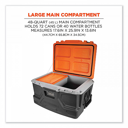 Chill-Its 5171 48-Quart Industrial Hard Sided Cooler, Orange/Gray, 20/Pallet (13173)
