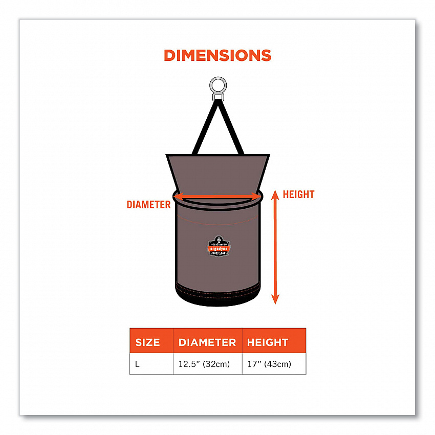 Arsenal 5973 Hoist Bucket Tool Bag with D-Rings and Zipper Top, 150 lb, Gray (15973)