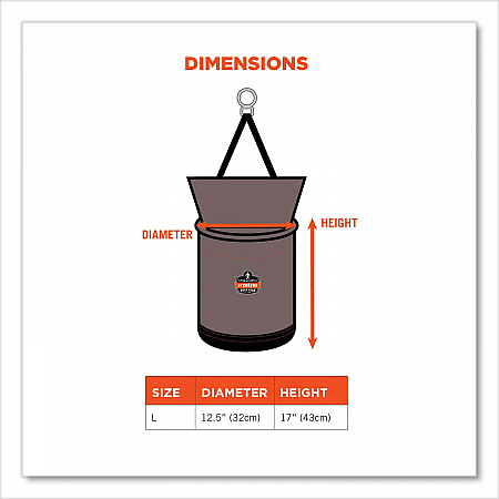 Arsenal 5974 Hoist Bucket Tool Bag with Swiveling Carabiner and Zipper Top, 150 lb, Gray (15974)