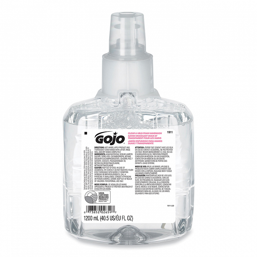 Clear and Mild Foam Handwash Refill, For LTX-12 Dispenser, Fragrance-Free, 1,200 mL, 2/Carton (191102CT)