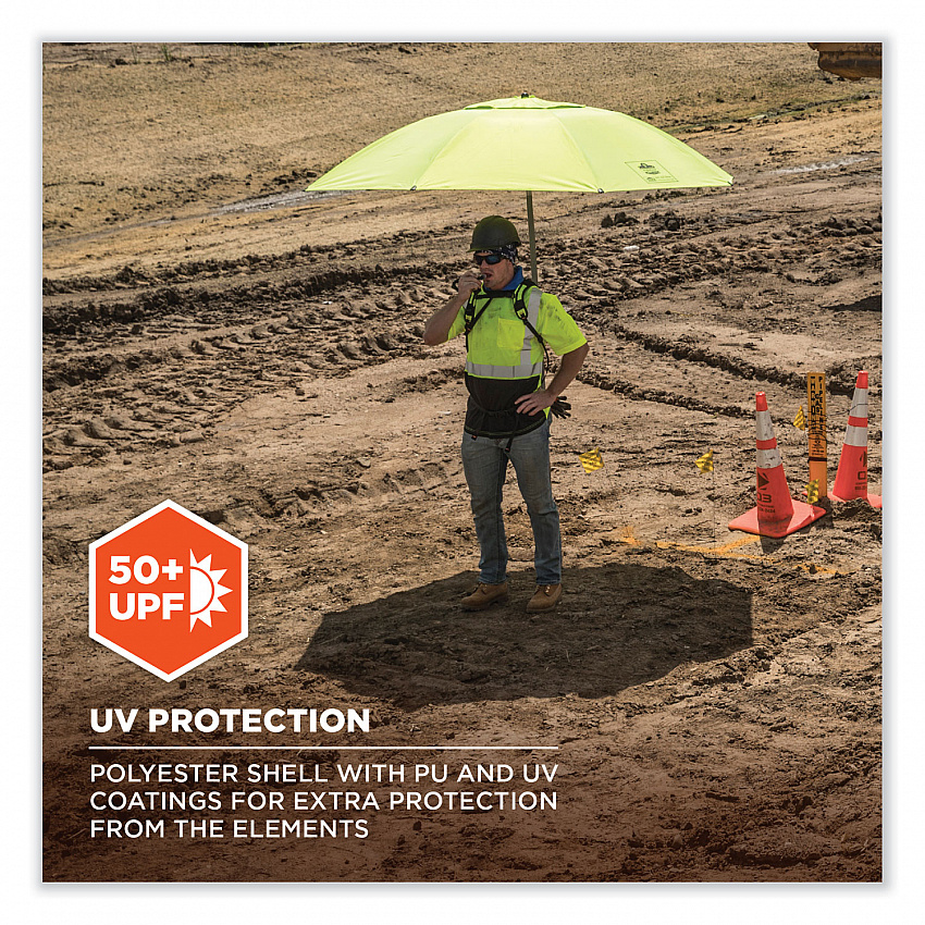 Shax 6100 Lightweight Work Umbrella, 90" Span, 92.4" Long, Lime Canopy (12967)