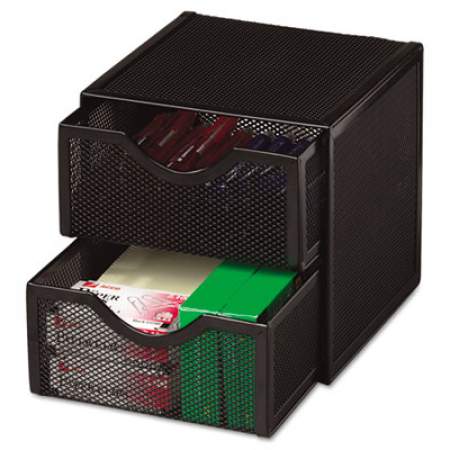 Rolodex Organization Two-Drawer Cube, Wire Mesh, Storage, 6 x 6 x 6, Black (FG9E5600BLA)