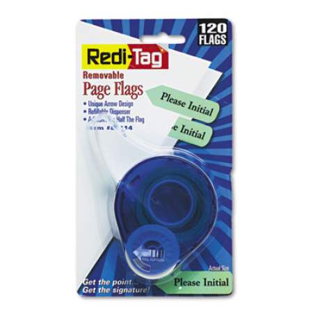 Redi-Tag Arrow Message Page Flags in Dispenser, "Please Initial", Mint, 120/Dispenser (81114)